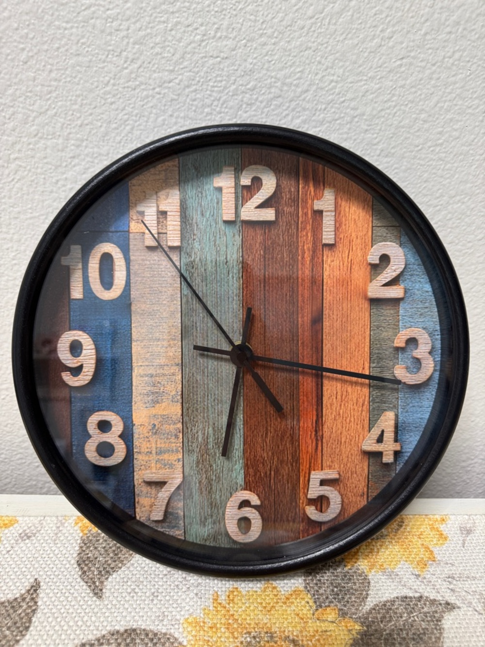 Multicolor Rustic Wood Wall Clock – Coastal Farmhouse Home Decor